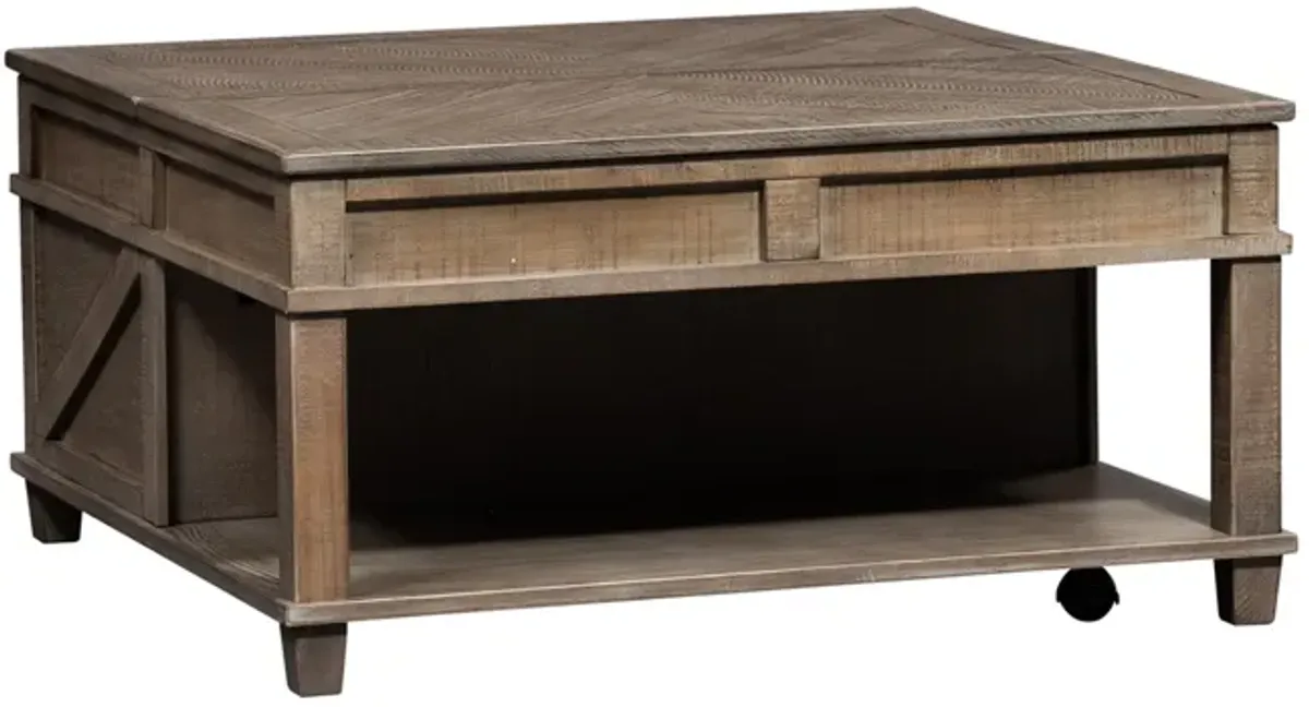 Liberty Furniture 3-Piece Weathered Taupe Coffee Table Set Parkland Falls