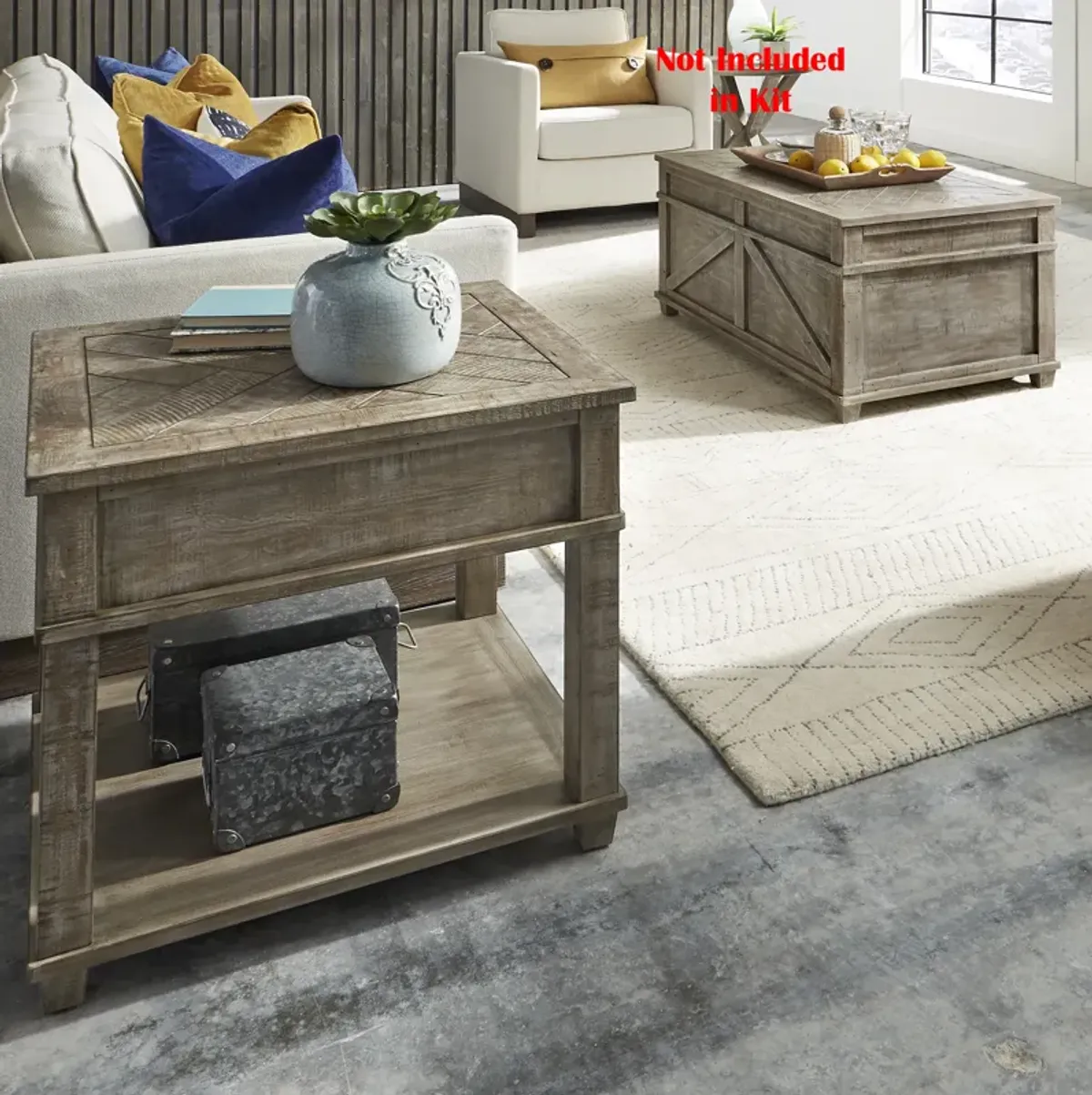 Liberty Furniture 3-Piece Weathered Taupe Coffee Table Set Parkland Falls