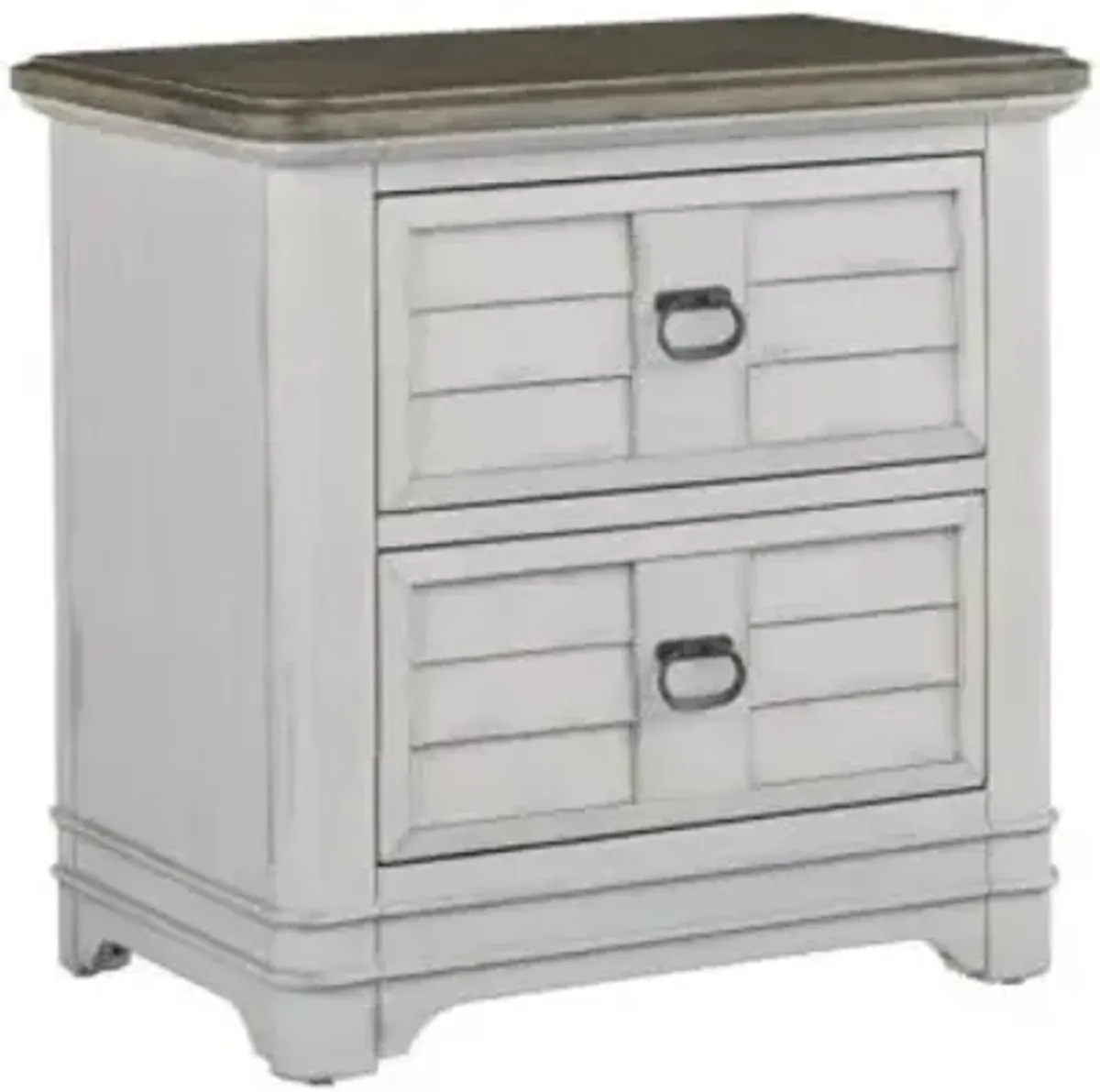 American Woodcrafters Meadowbrook Whitewash 2-Drawer Nightstand with Sand Tops