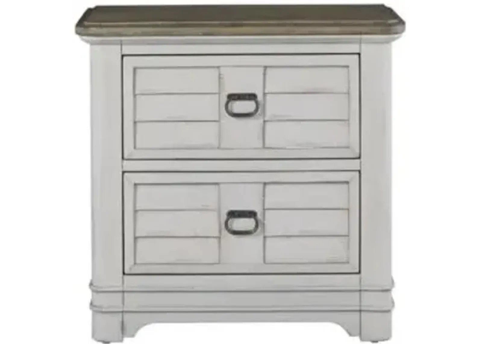 TWO DRAWER NIGHTSTAND - MEADOWBROOK WHITEWASH