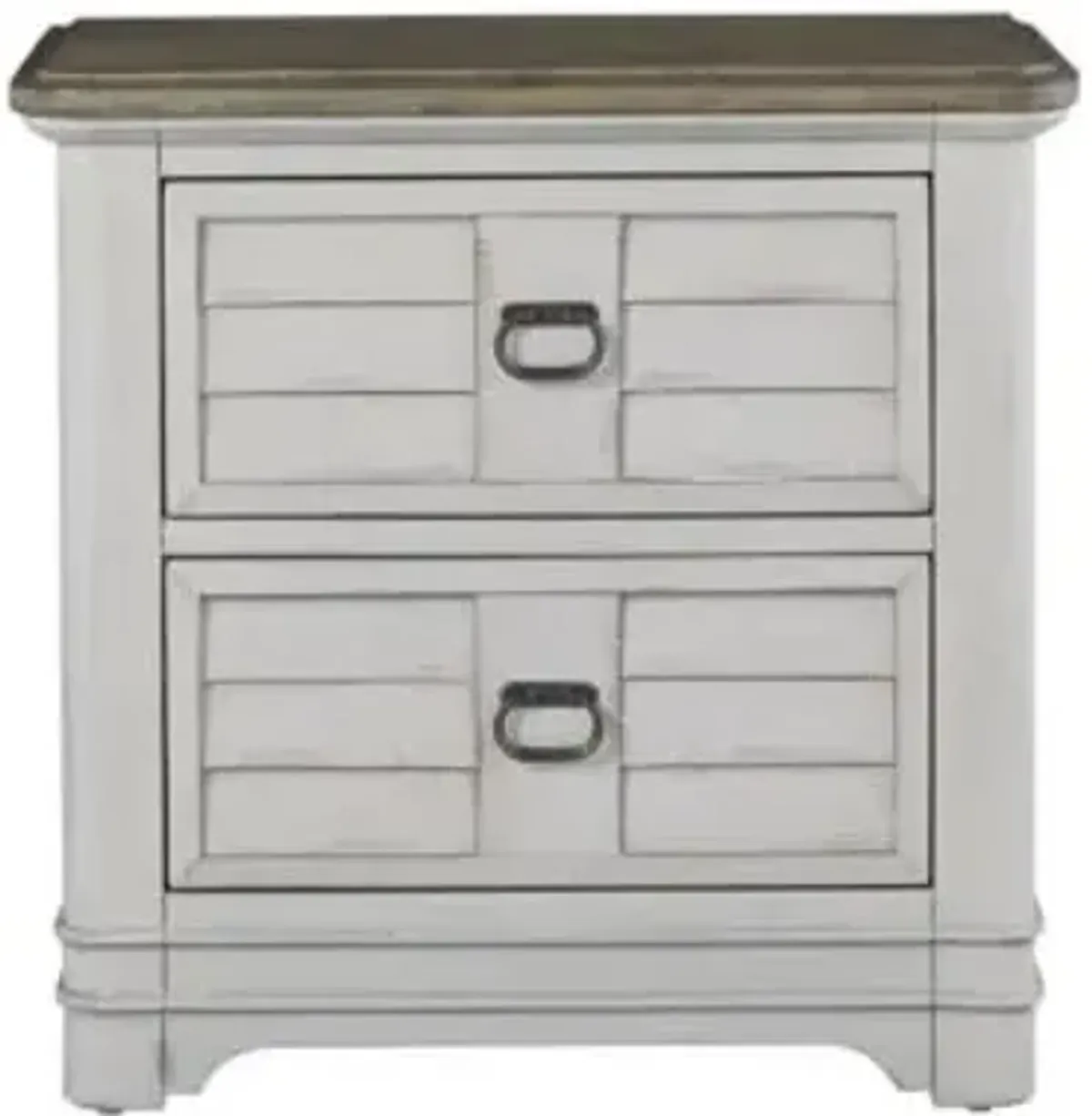 American Woodcrafters Meadowbrook Whitewash 2-Drawer Nightstand with Sand Tops
