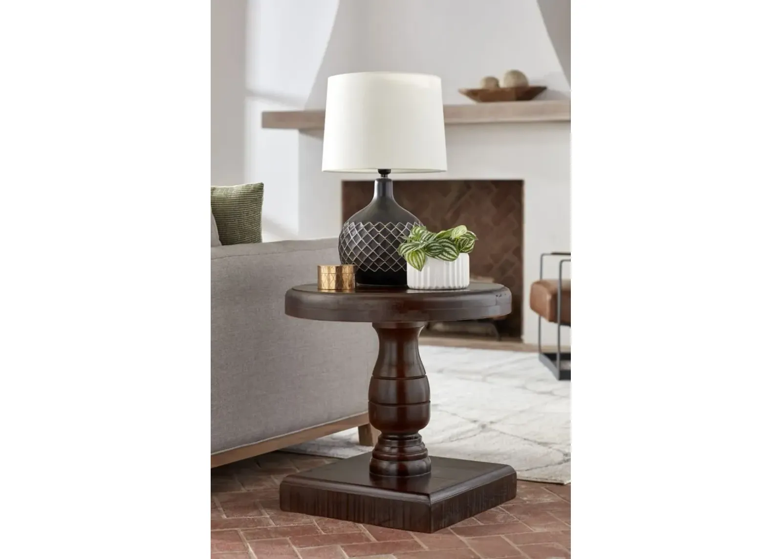 Aspenhome Hermosa Brown/Dark Round End Table