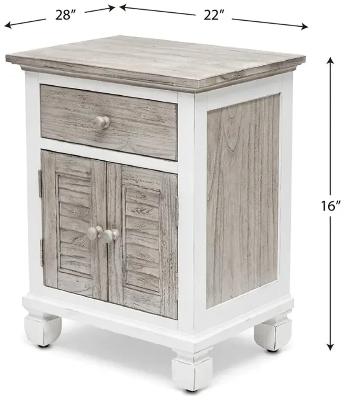 Seawinds Islamorada Clean White & Grey 1-Drawer 2-Door Electrified Coastal Nightstand