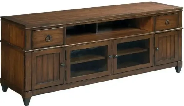 Hammary Traditional Wooden Media Console with Glass Doors in Mahogany Finish