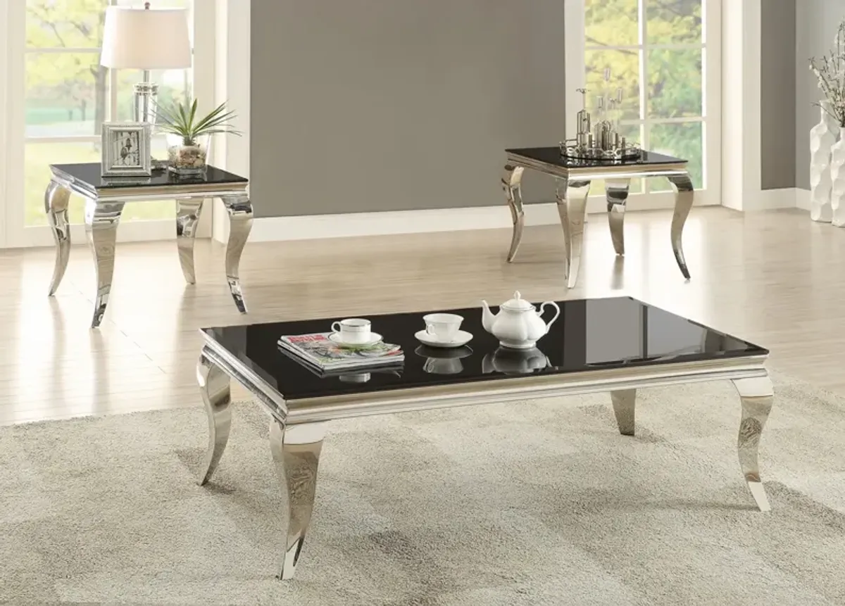 Coaster Carone Rectangular Glass Top Coffee Table Black & Chrome