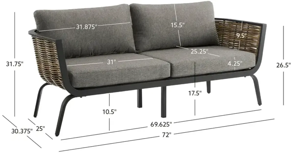 Linon Burton Loveseat Black Natural