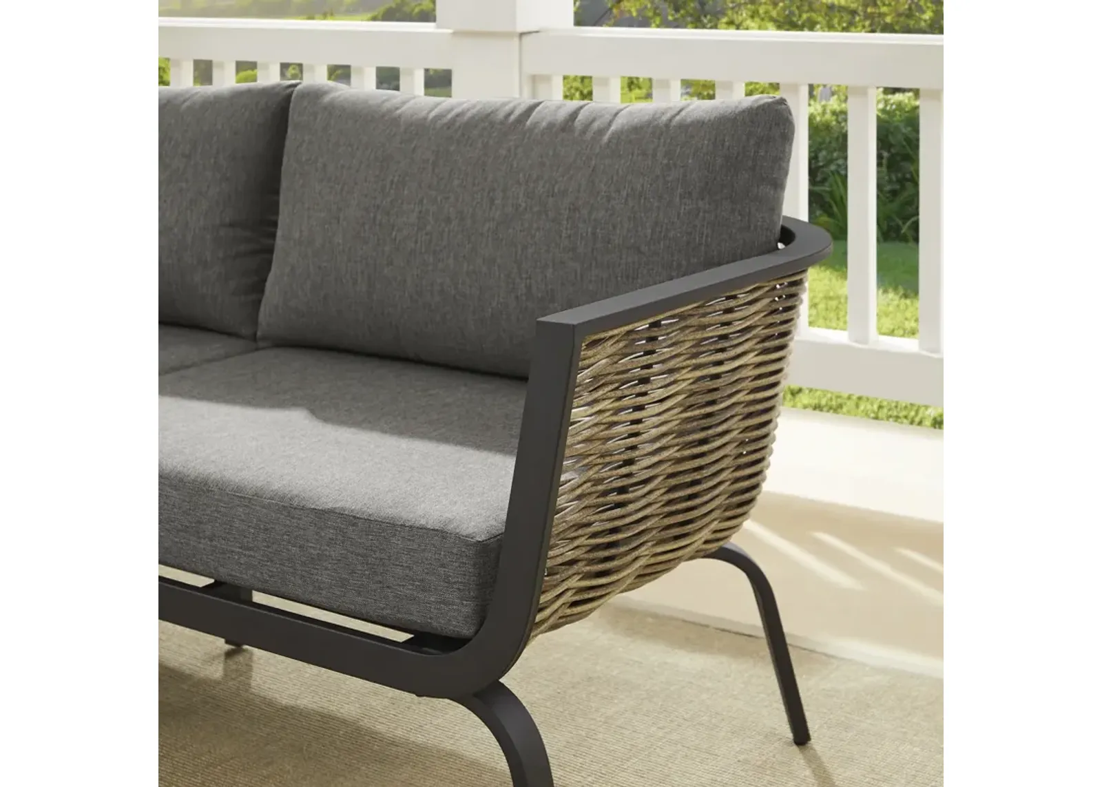 Linon Burton Loveseat Black Natural