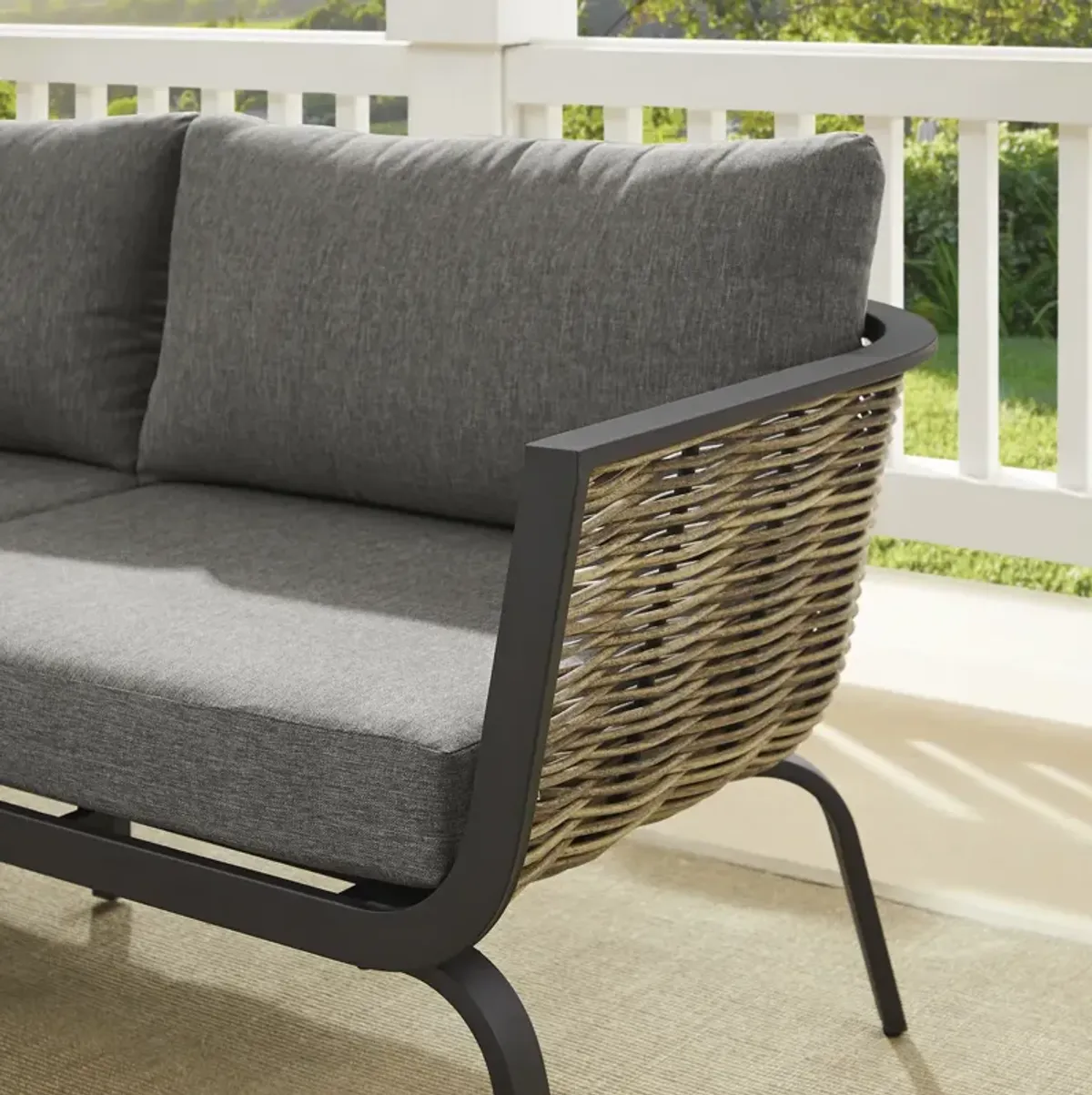 Linon Burton Loveseat Black Natural