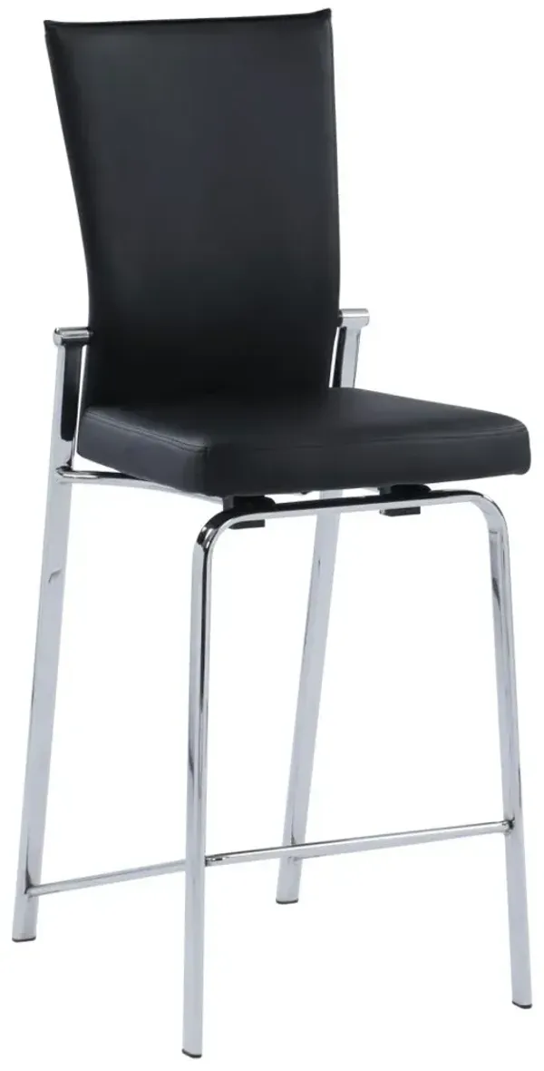 Chintaly Molly Black/Chrome Contemporary Motion Back Bar Stool with Chrome Frame