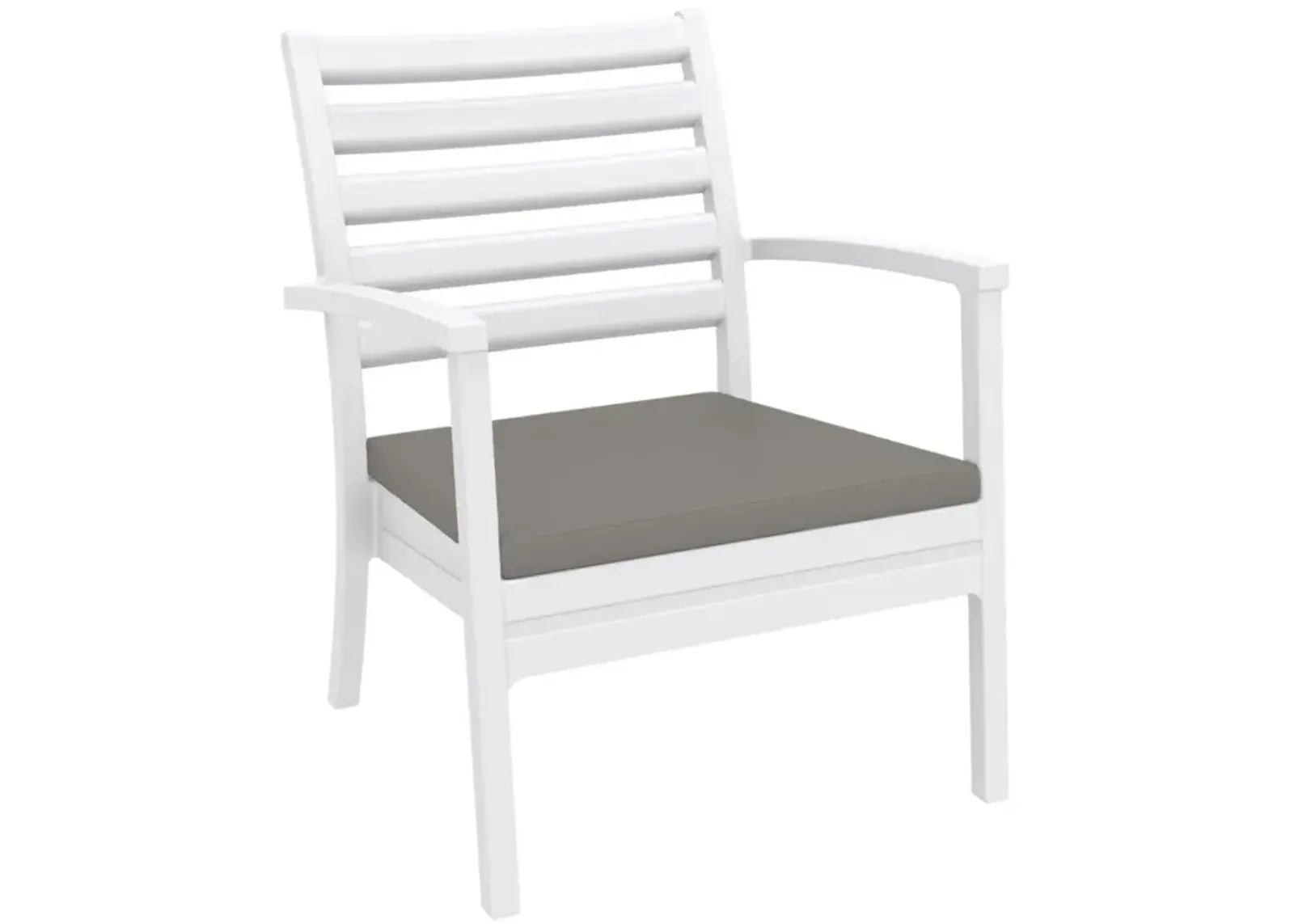 Artemis XL Club Outdoor Patio Seating Set 7-Piece White With Sunbrella Taupe Cushions