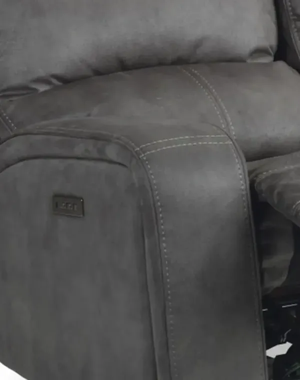 Flexsteel Nirvana Grey Power Reclining Sofa with Power Headrests
