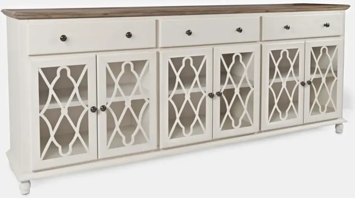 Jofran Aurora Hills 6-Door Accent Cabinet Brushed White Bisque