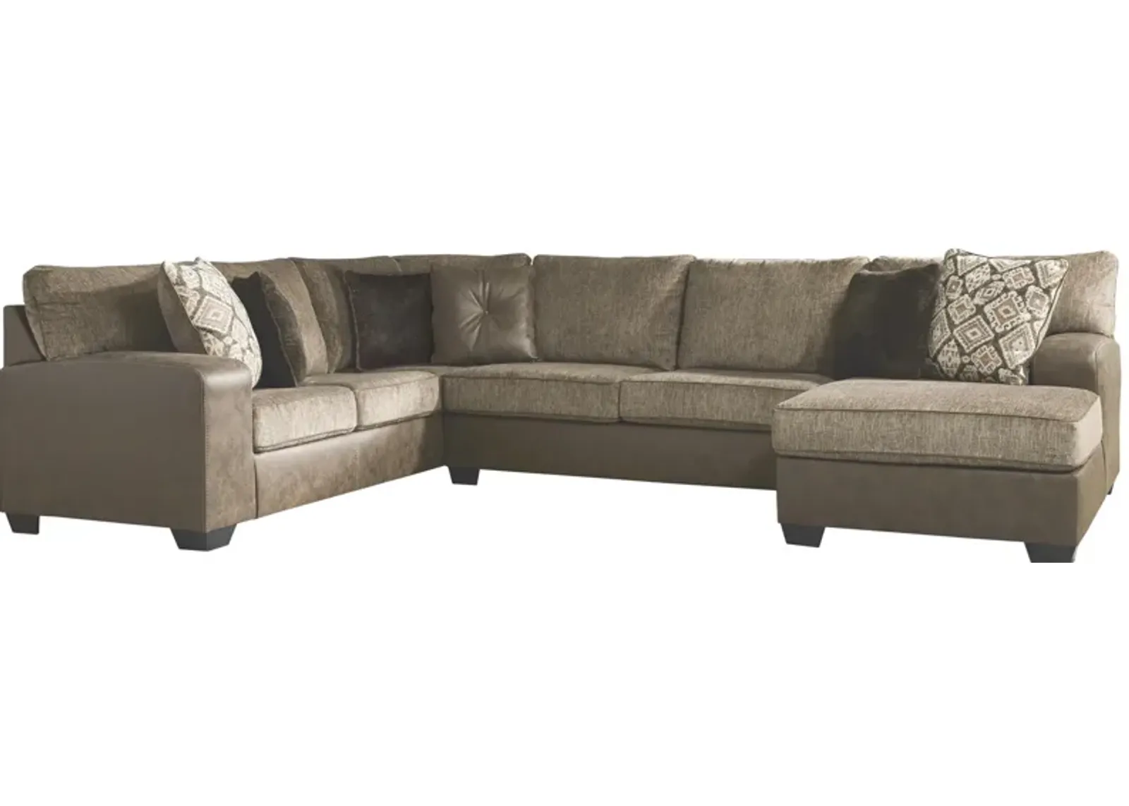 Ashley Abalone 3-Piece Sectional with Chaise Right-Arm Facing Chocolate