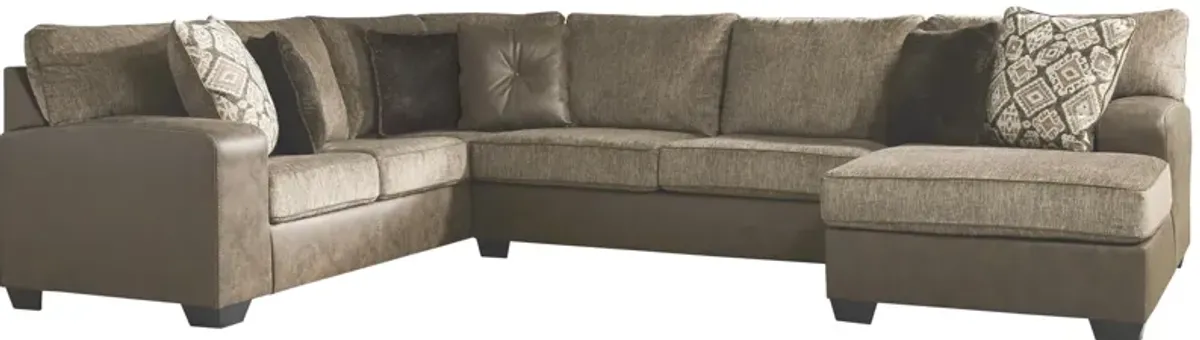 Ashley Abalone 3-Piece Sectional with Chaise Right-Arm Facing Chocolate