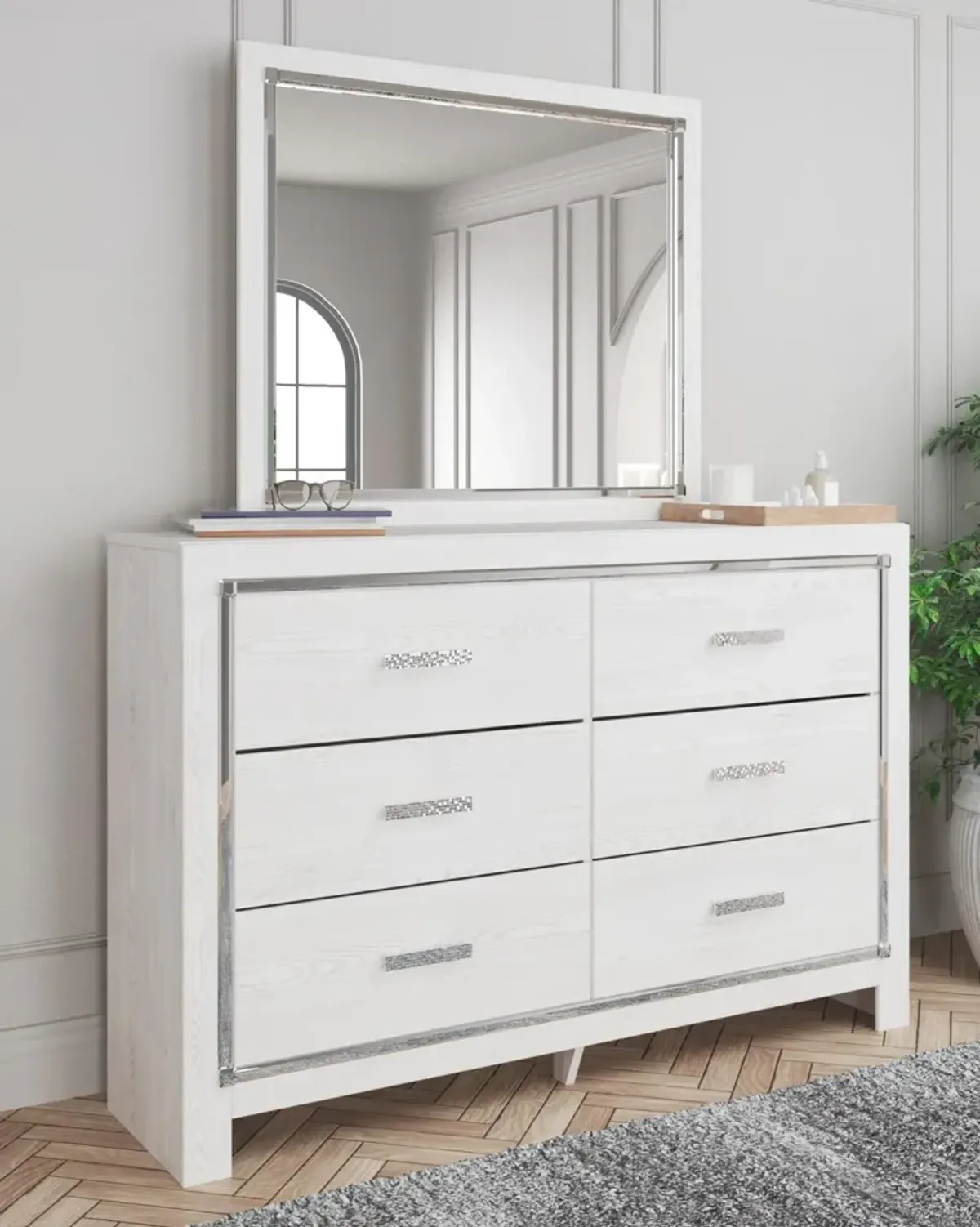 Ashley Altyra White Dresser & Mirror