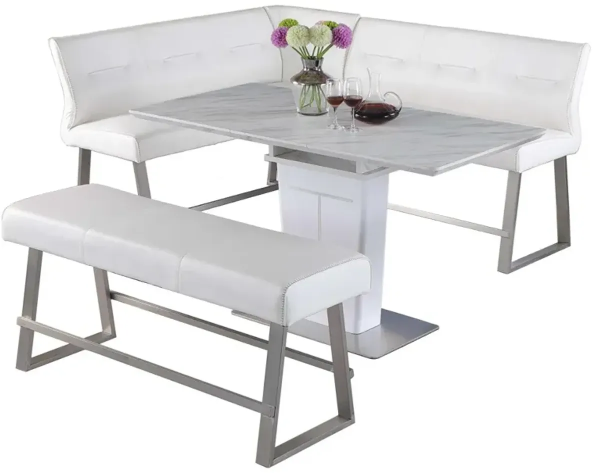 Chintaly Gwen Contemporary Dining Counter Set with Extendable Table Reversible Nook & Bench