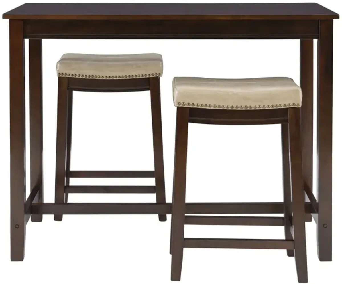 Linon Claridge 3-Piece Counter Set Brown Beige