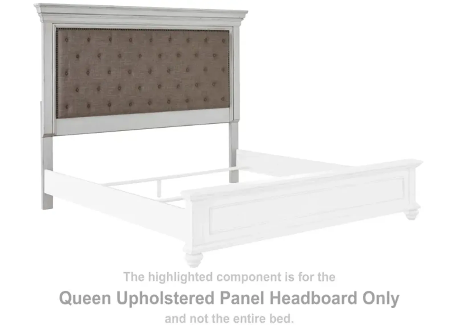 Ashley Kanwyn Upholstered Panel Whitewash Benchcraft Queen Headboard