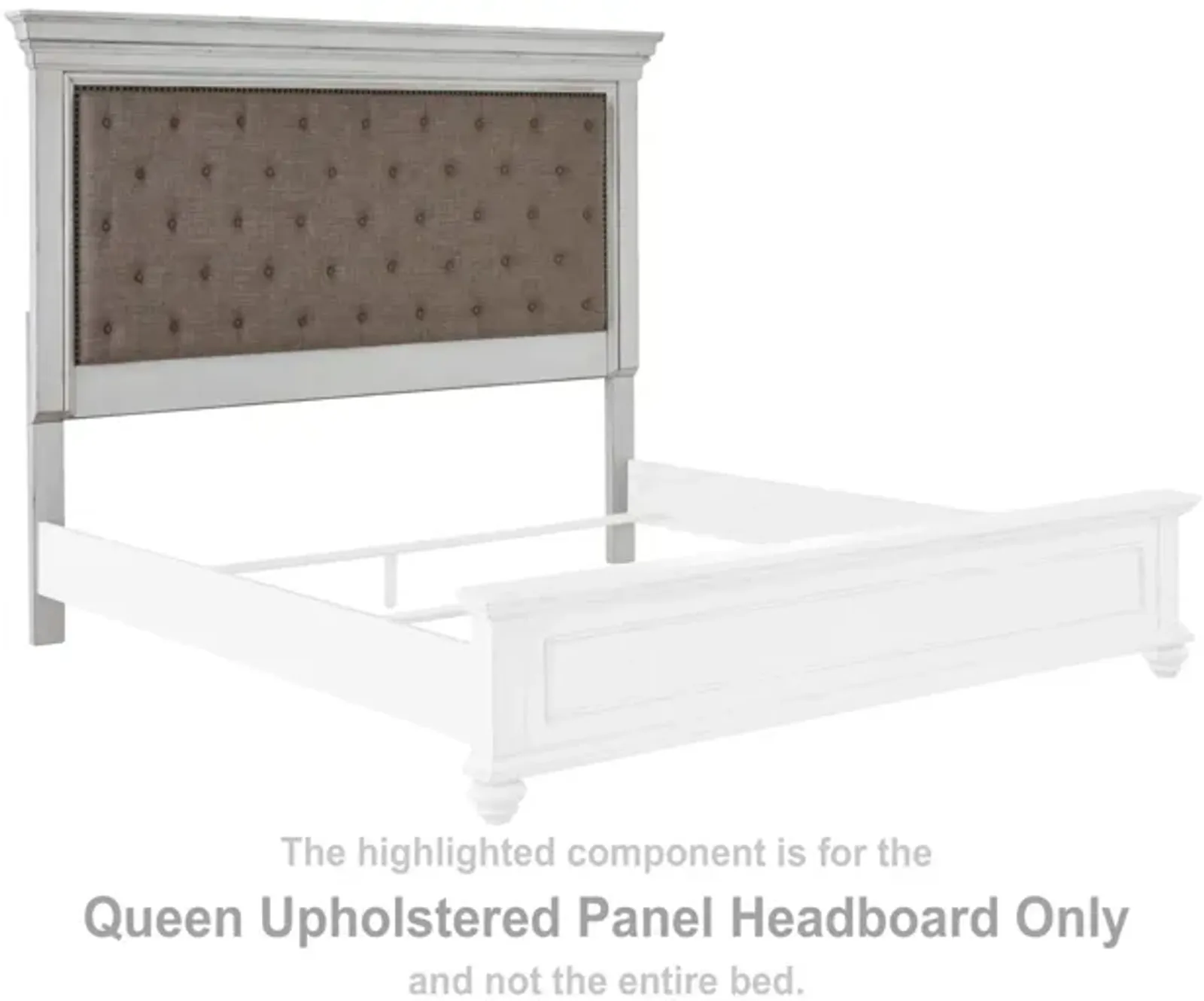 Ashley Kanwyn Upholstered Panel Whitewash Benchcraft Queen Headboard