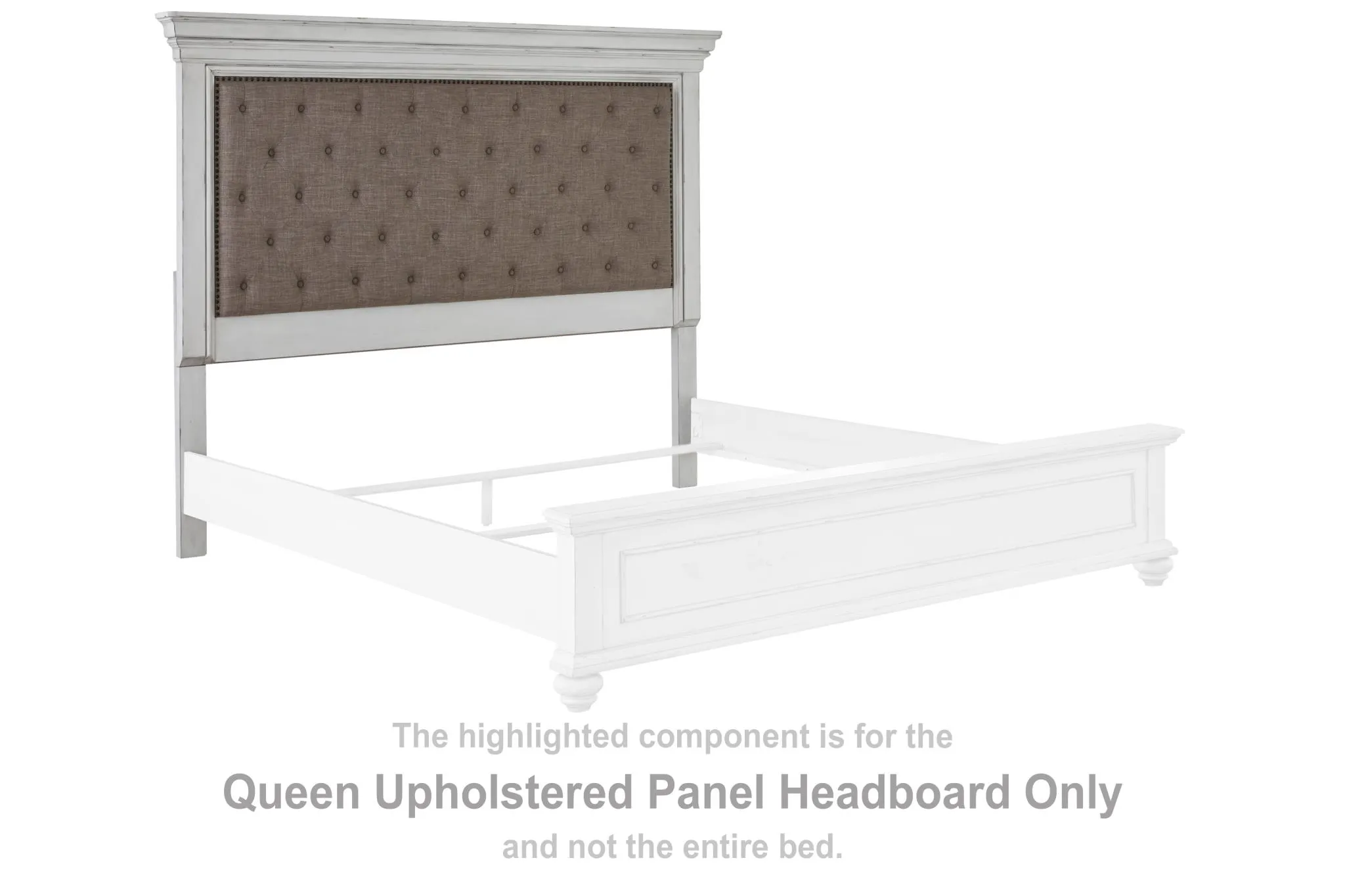 KANWYN QUEEN UPHOLSTERED PANEL HEADBOARD WHITEWASH BENCHCRAFT