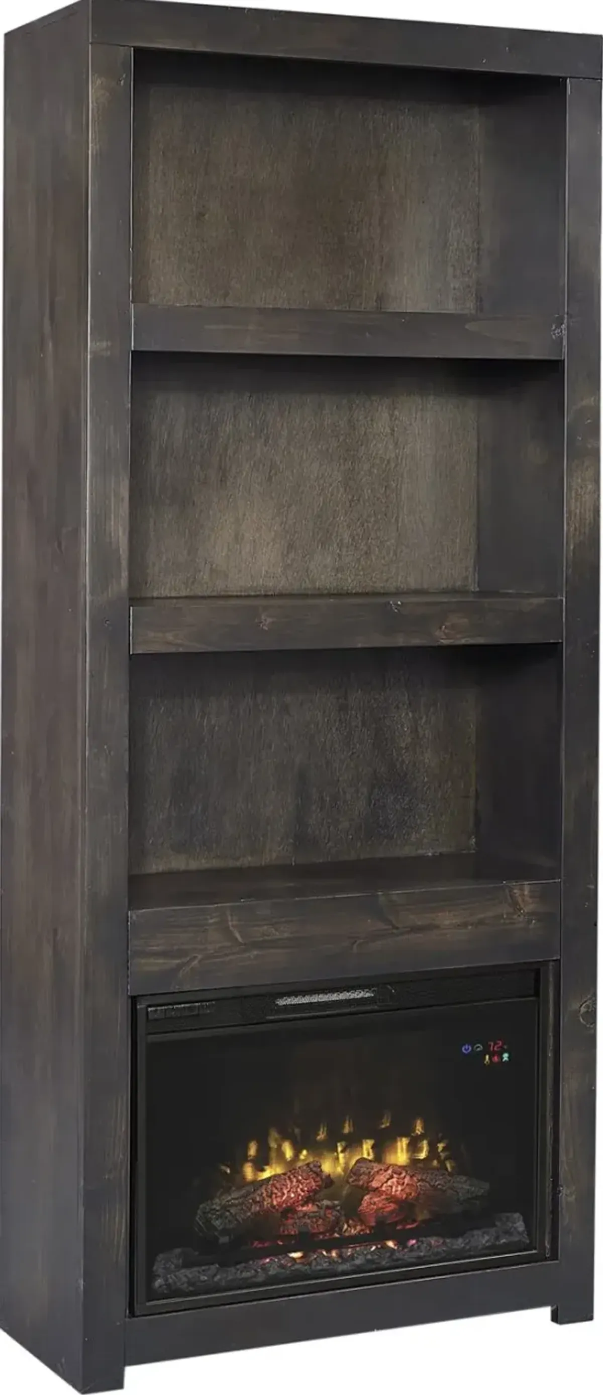 Aspenhome Avery Loft Ghost Black 74 Inch Fireplace Bookcase