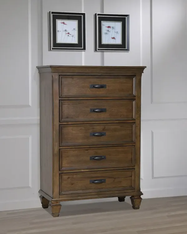 Franco 5-Drawer Bedroom Chest Burnished Oak