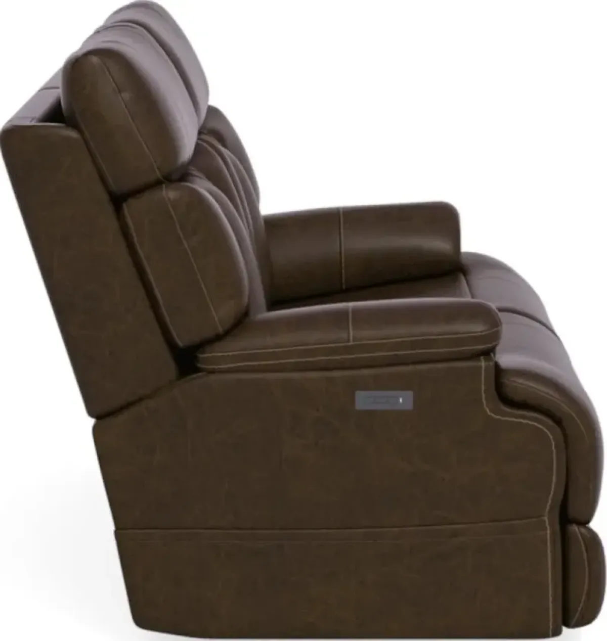 Flexsteel Clive Brown Power Reclining Loveseat with Power Headrests & Lumbar