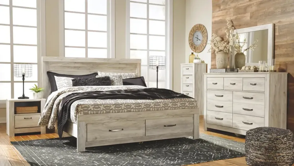 Ashley Bellaby Whitewash King Platform Bed with 2 Storage Drawers