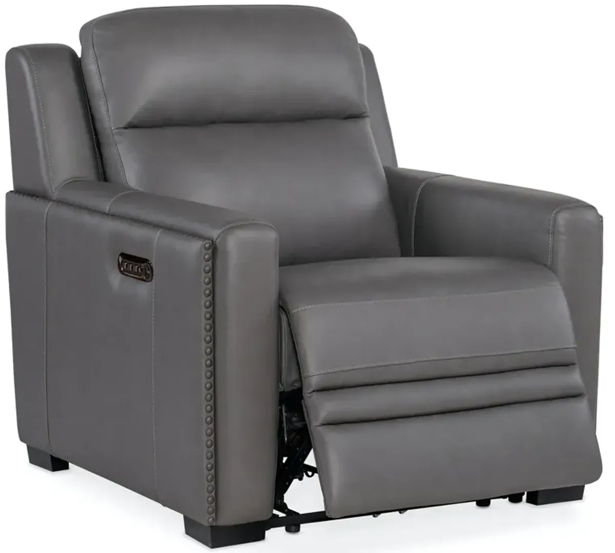 Hooker Furniture Mckinley Candid Shale Power Recliner Leather Chair with Power Headrest & Lumbar