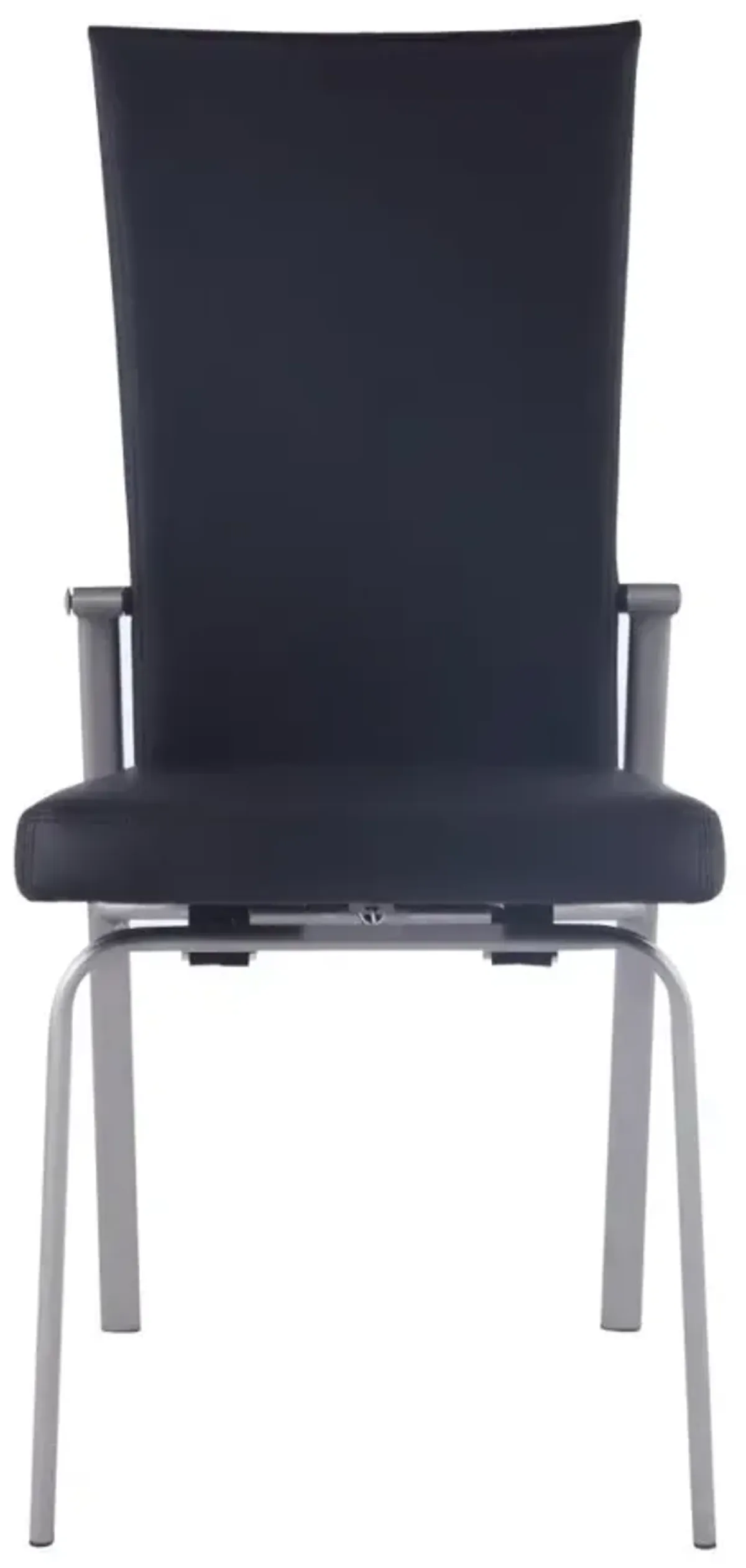 Chintaly Molly Black Contemporary Motion-Back Side Chair with Brushed Steel Frame