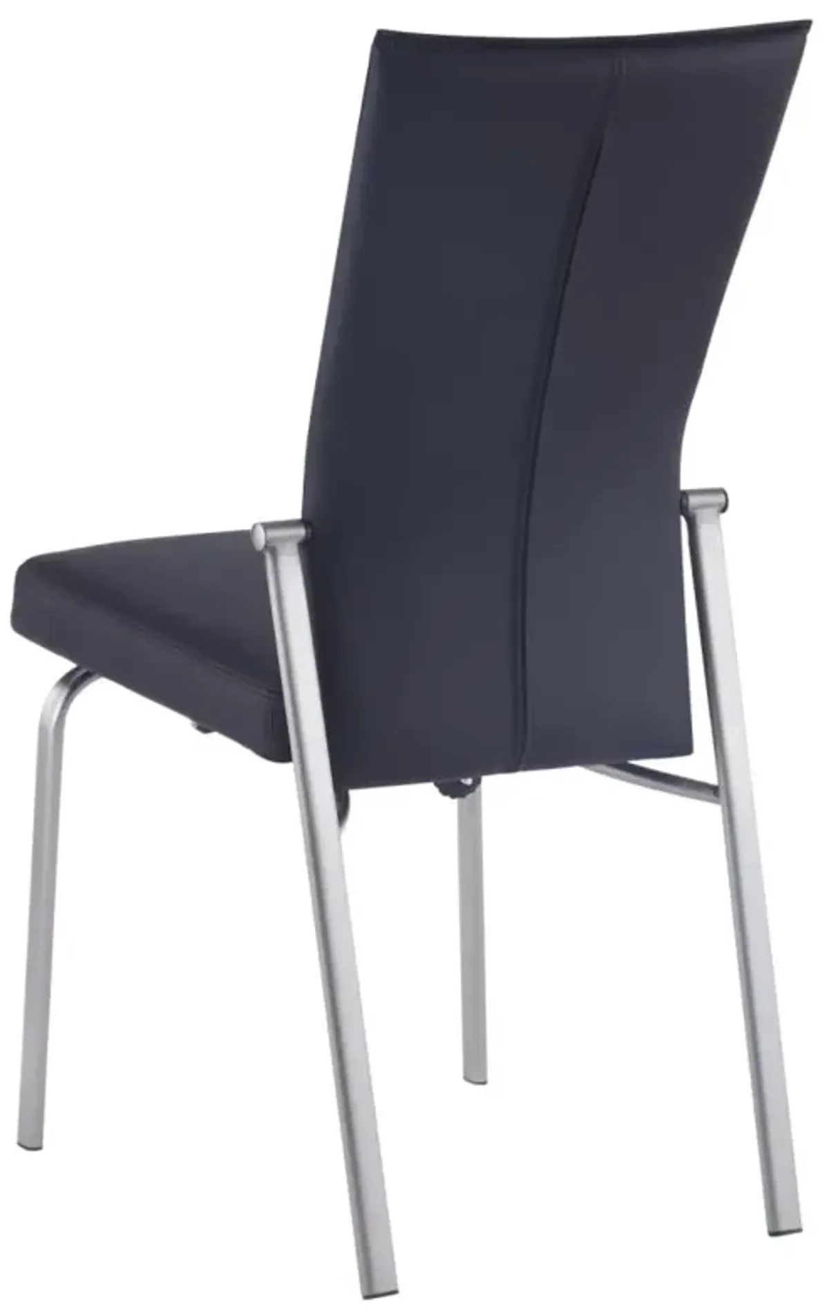 Chintaly Molly Black Contemporary Motion-Back Side Chair with Brushed Steel Frame