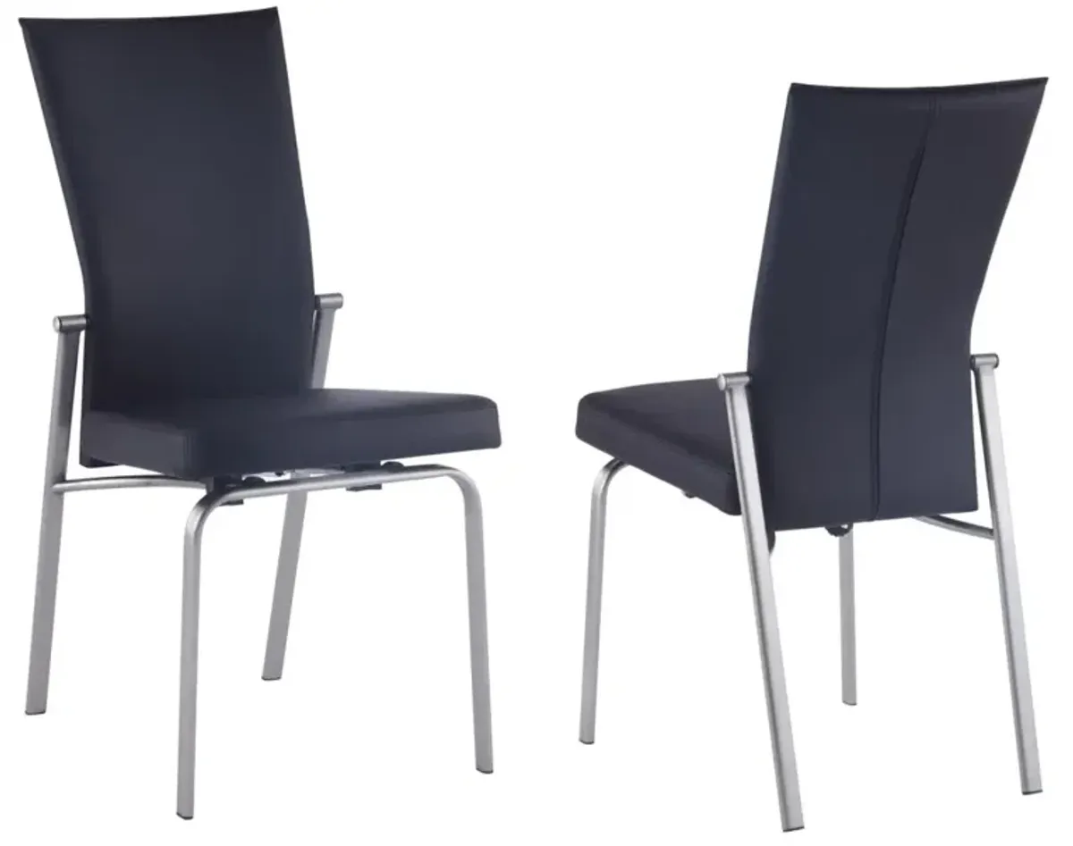 Chintaly Molly Black Contemporary Motion-Back Side Chair with Brushed Steel Frame