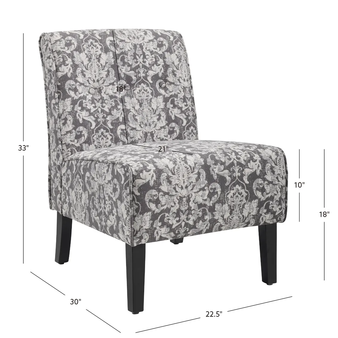 COCO ACCENT CHAIR - GRAY DAMASK