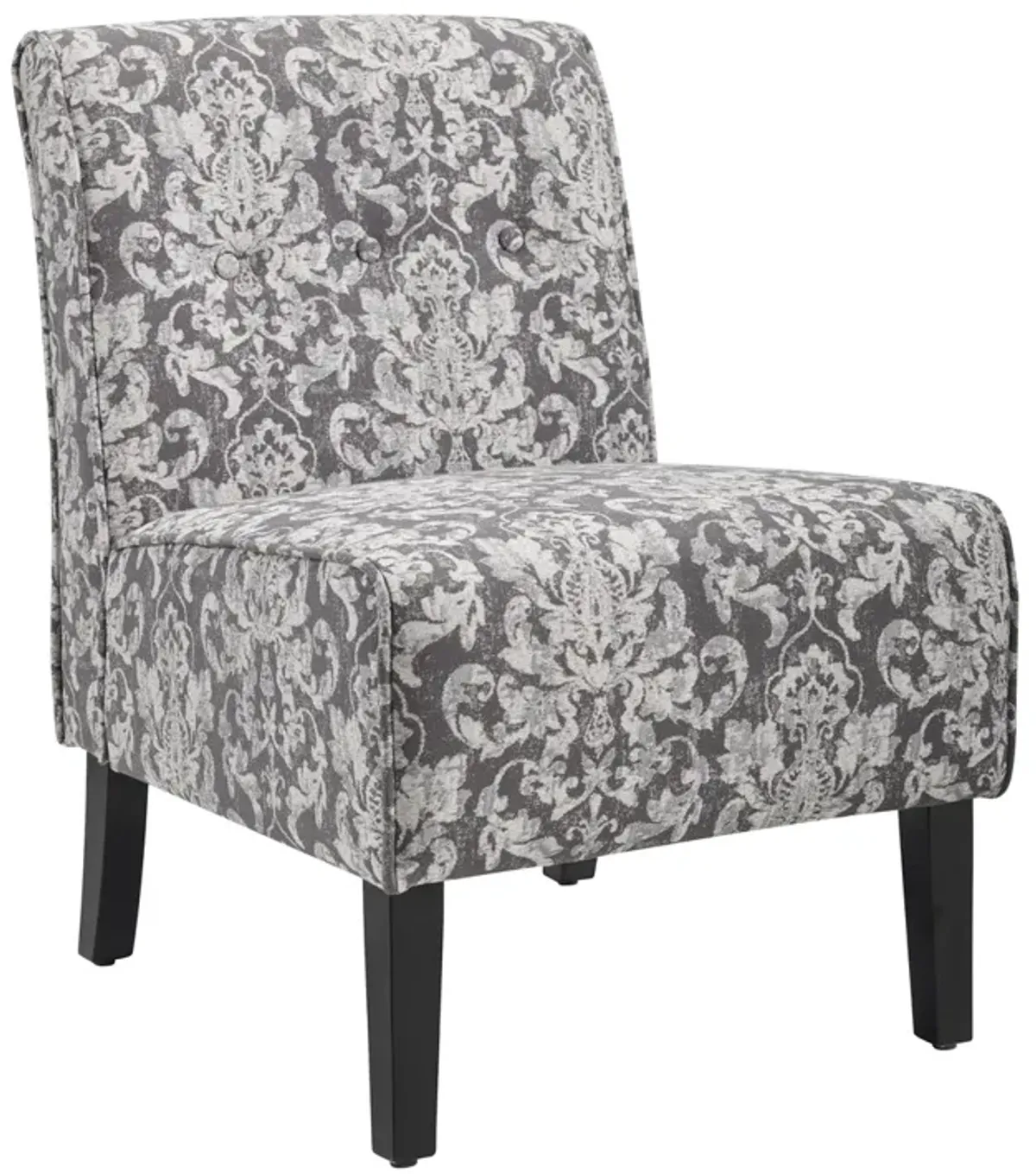 Linon Coco Accent Armless Chair Gray Damask