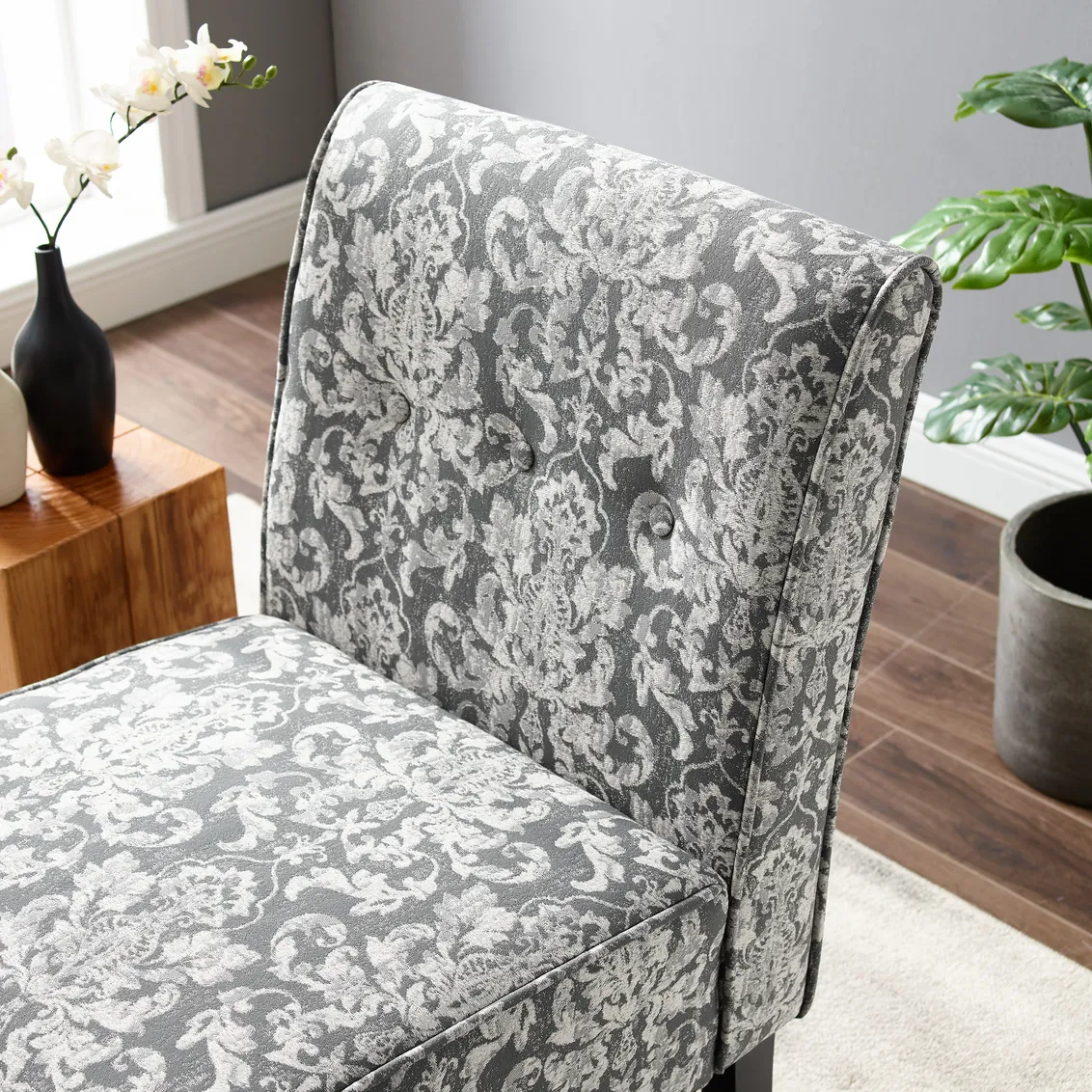 COCO ACCENT CHAIR - GRAY DAMASK