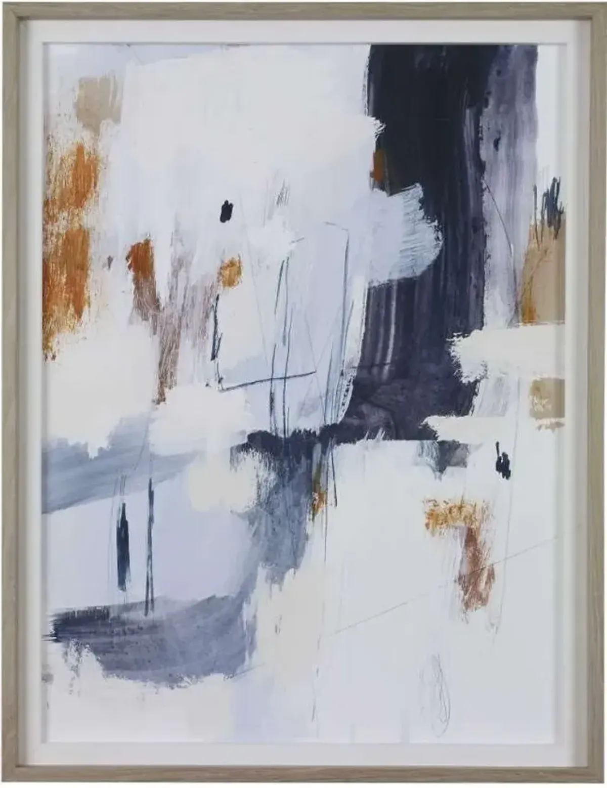 Uttermost Variant Light Blue/Navy/Orange/White Abstract Framed Print