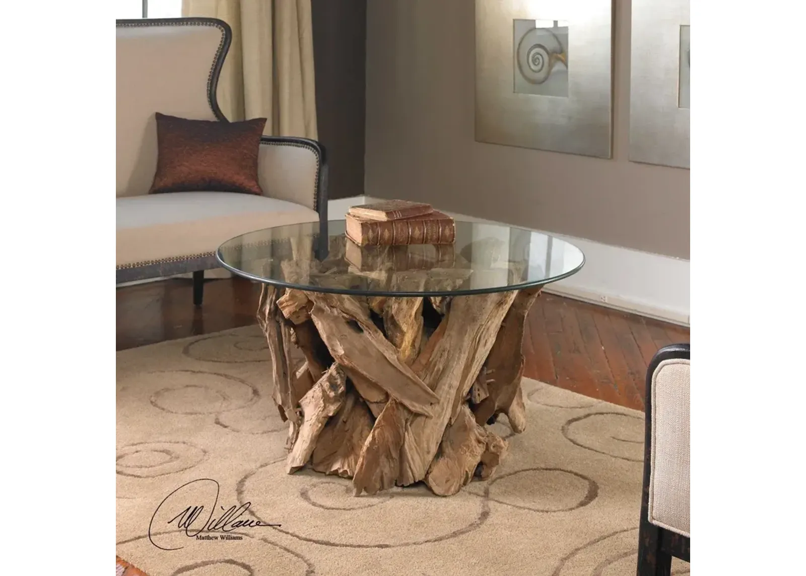 Uttermost Driftwood Clear Coffee Table