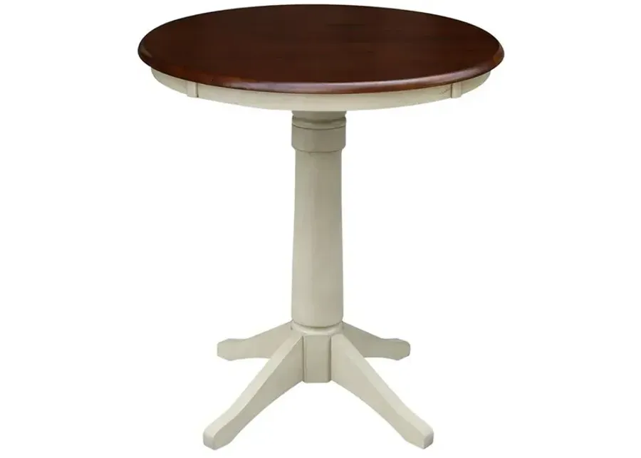 DINING ESSENTIALS 30" ROUND TABLE TOP WITH 36" TRANSITIONAL PEDESTAL BASE WITH EXTENSION IN ESPRESSO/ALMOND