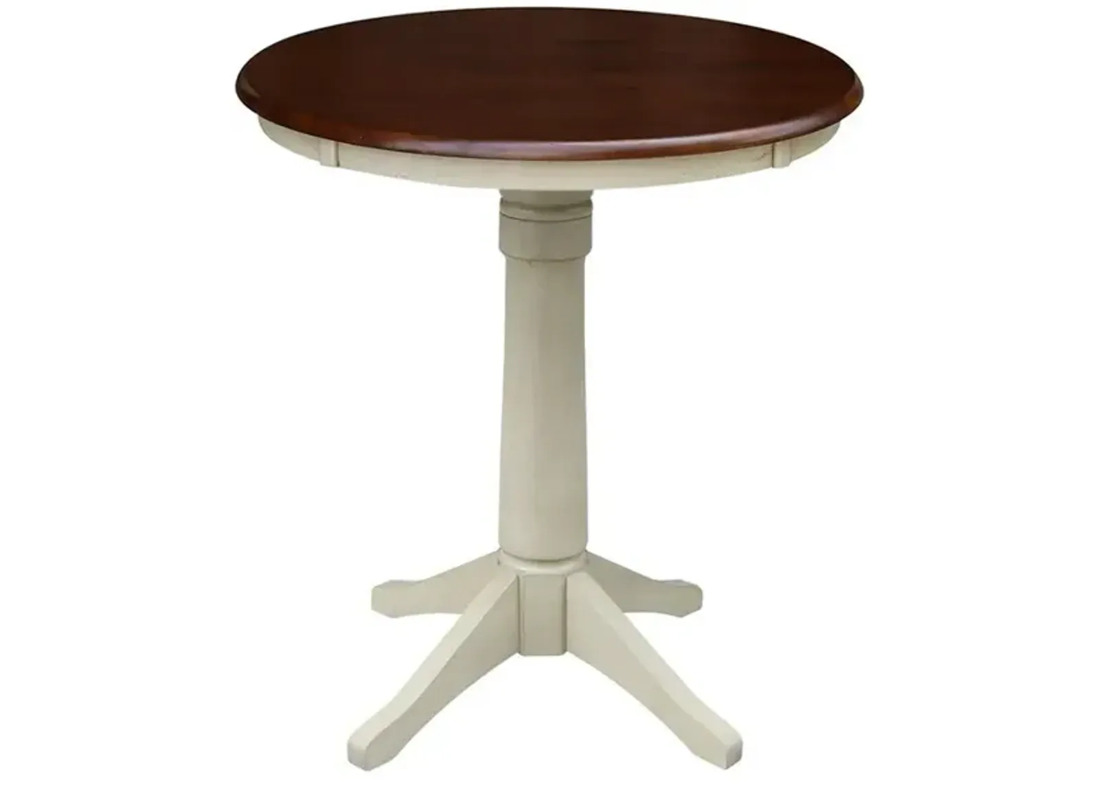 John Thomas Dining Essentials 30 Inch Round Table Top with 36 Inch Transitional Pedestal Base with Extension in Espresso/Almond