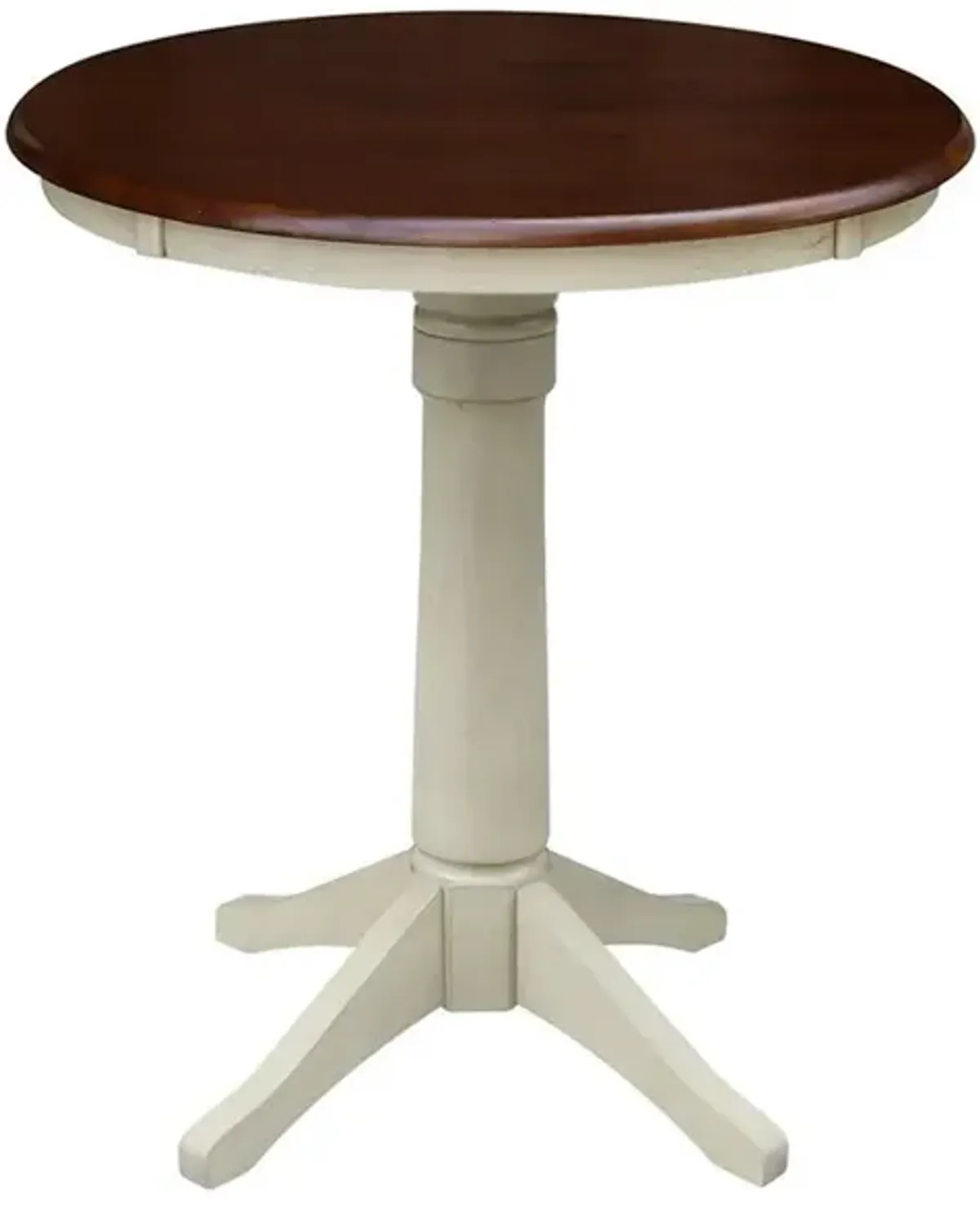 John Thomas Dining Essentials 30 Inch Round Table Top with 36 Inch Transitional Pedestal Base with Extension in Espresso/Almond