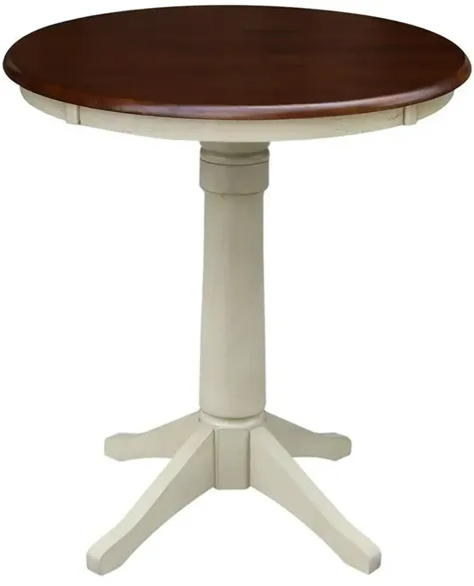 John Thomas Dining Essentials 30 Inch Round Table Top with 36 Inch Transitional Pedestal Base with Extension in Espresso/Almond