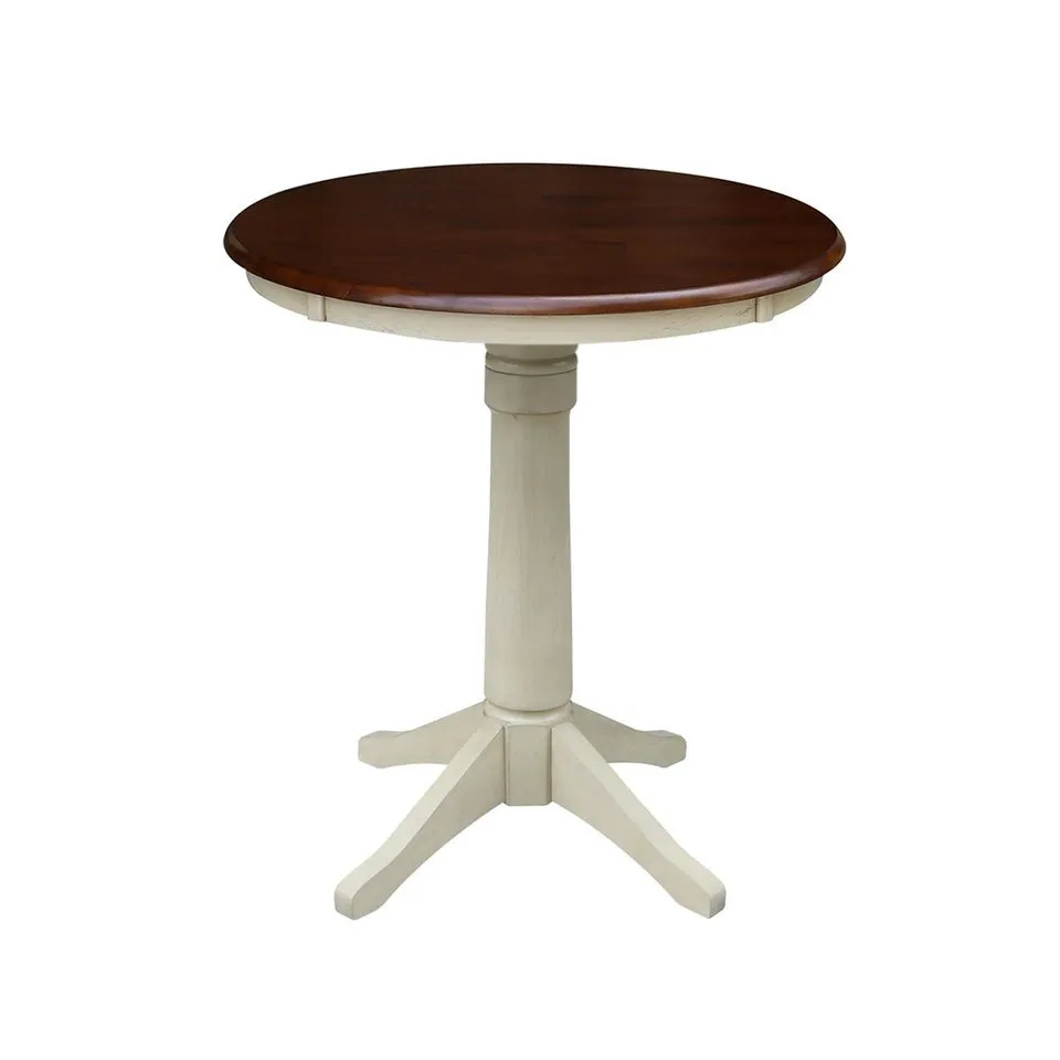 DINING ESSENTIALS 30" ROUND TABLE TOP WITH 36" TRANSITIONAL PEDESTAL BASE WITH EXTENSION IN ESPRESSO/ALMOND