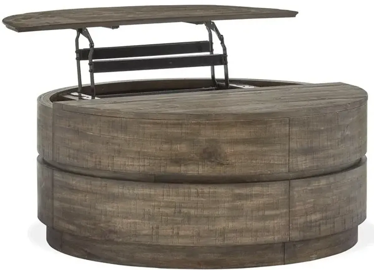 Magnussen Wood Round Lift-Top Cocktail Table with Casters Baisden