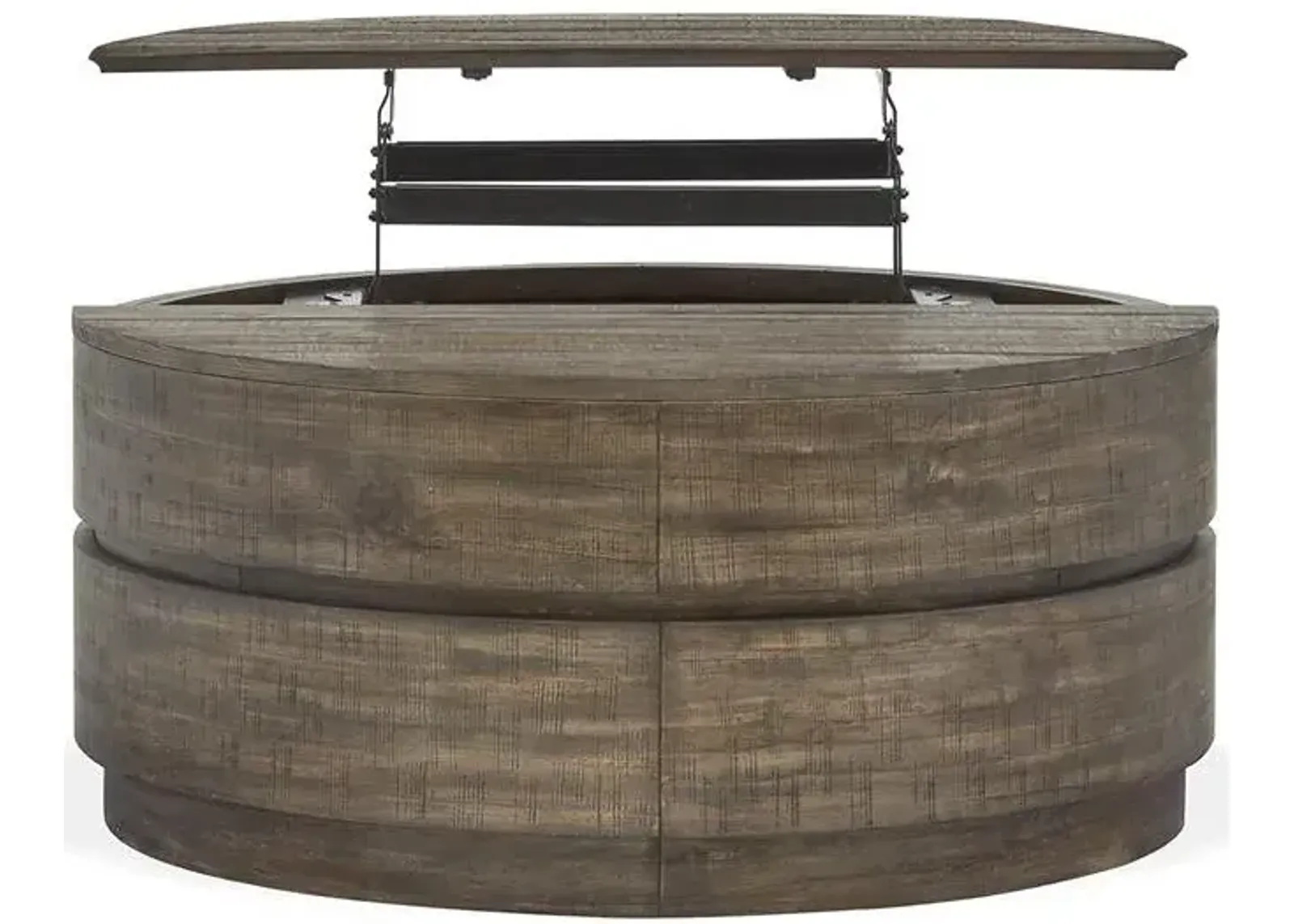 WOOD ROUND LIFT TOP COCKTAIL TABLE WITH CASTERS - BAISDEN