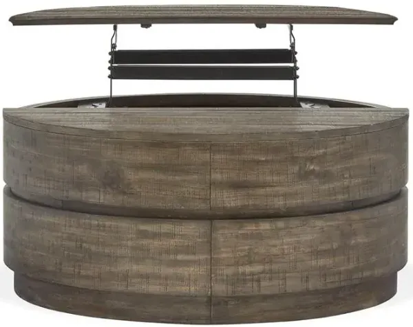Magnussen Wood Round Lift-Top Cocktail Table with Casters Baisden