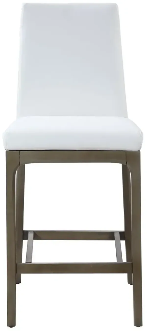 Chintaly Rosario Grey Modern Counter Stool with Solid Wood Base