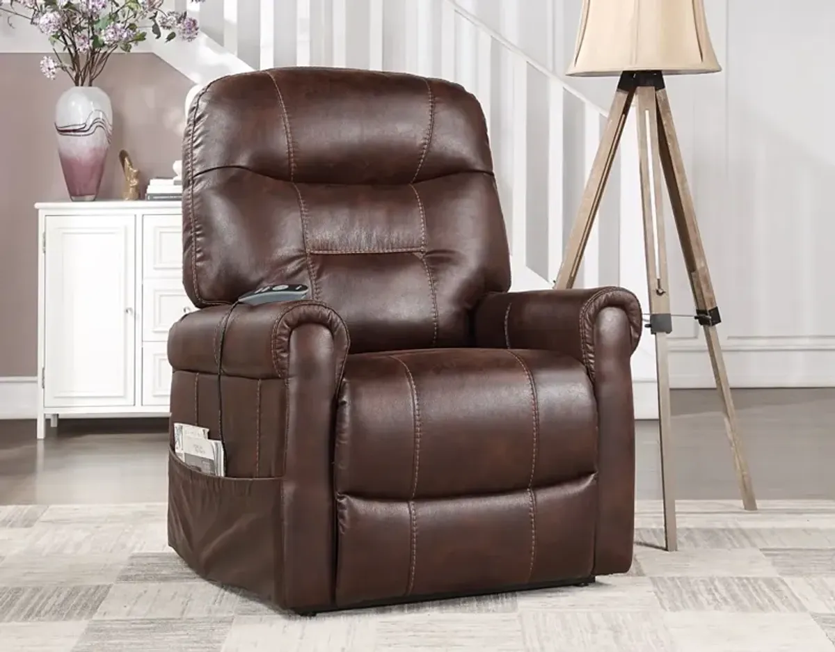 Steve Silver Ottawa Walnut Power Lift Chair with Heat & Massage