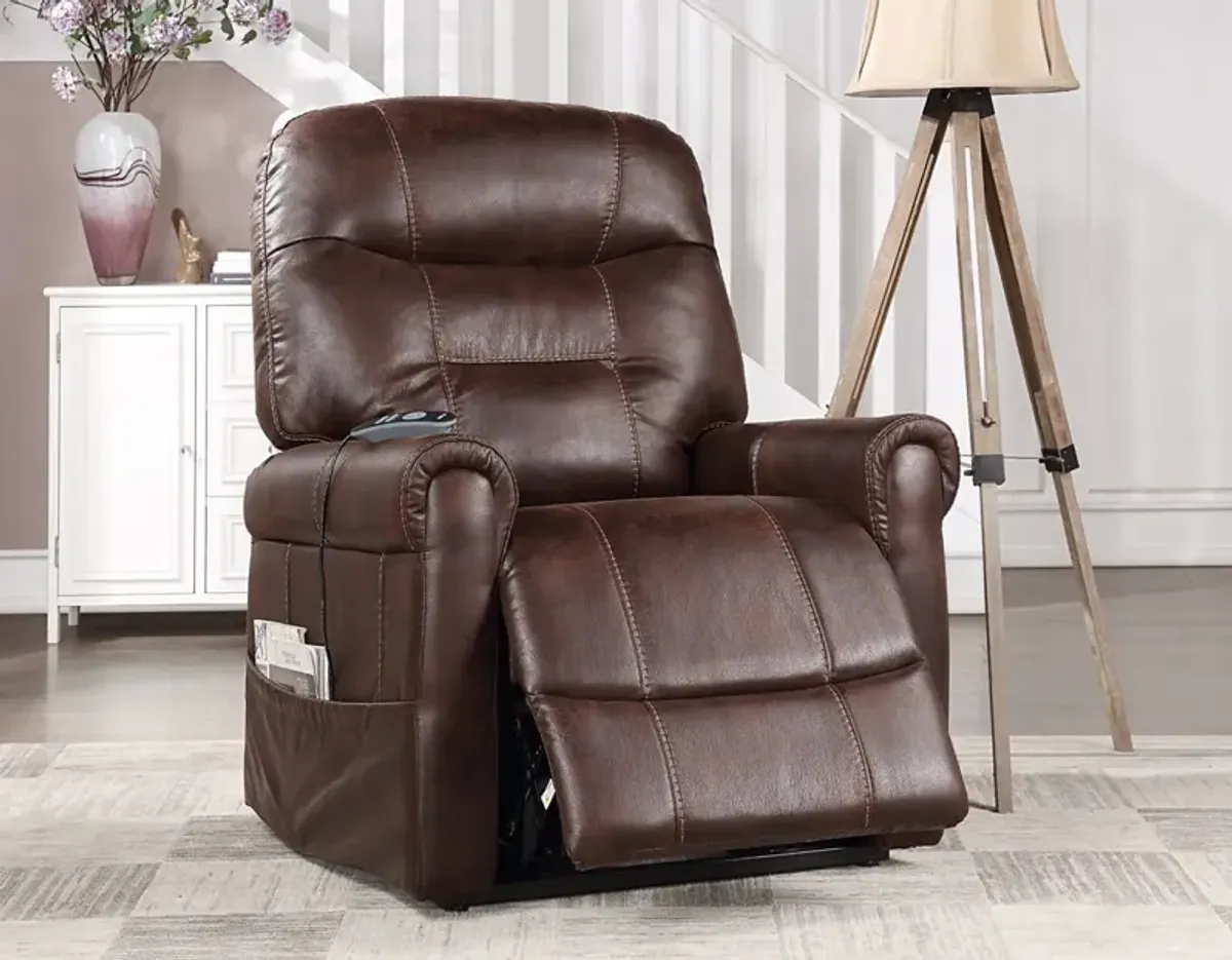 Steve Silver Ottawa Walnut Power Lift Chair with Heat & Massage