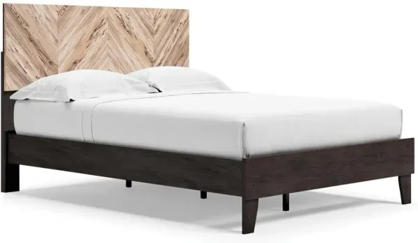 PIPERTON FULL PANEL PLATFORM BED TWO-TONE BROWN/BLACK SIGNATURE DESIGN