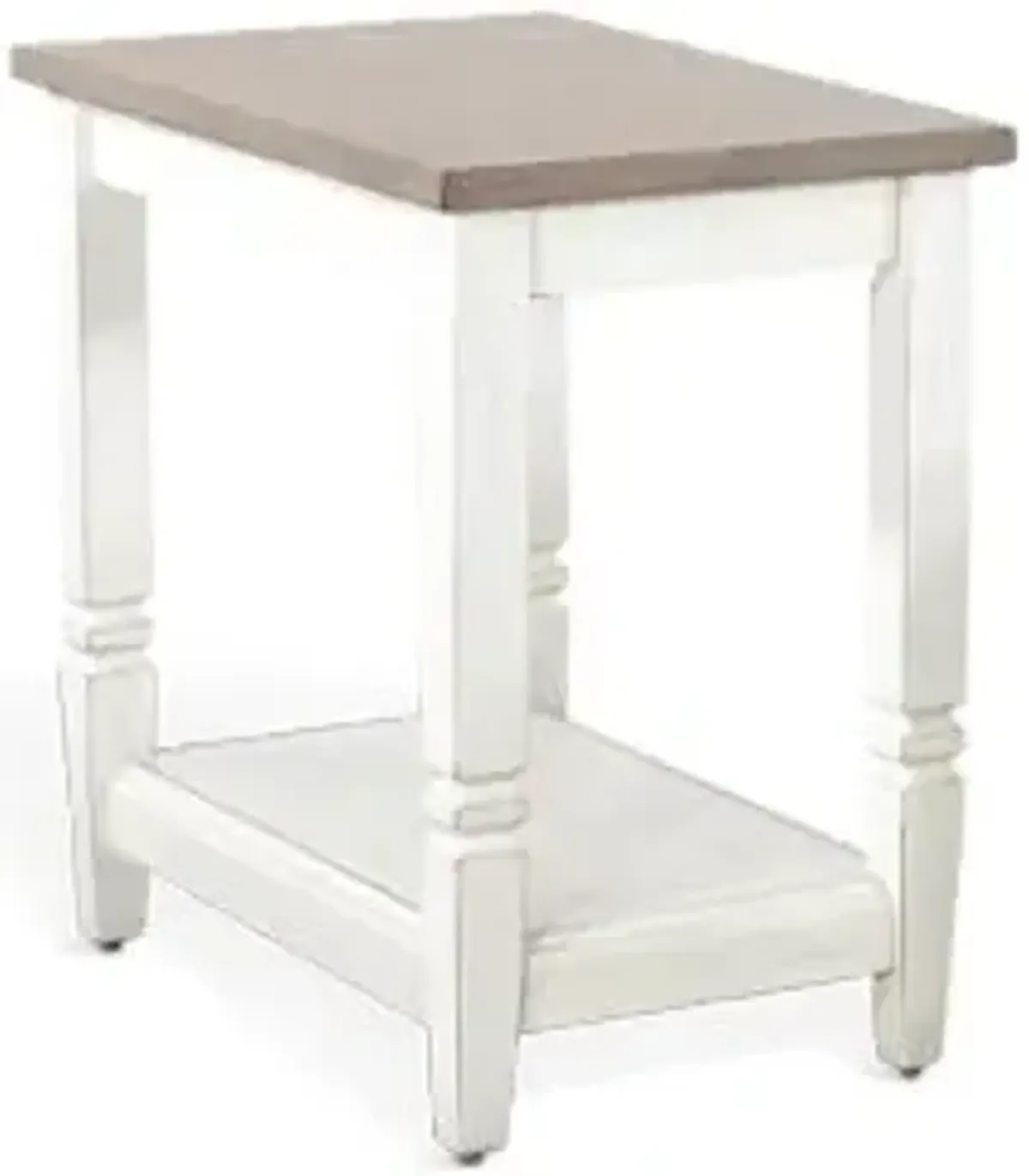 Sunny Designs Pasadena Marble White & Buck Skin Chair Side Table
